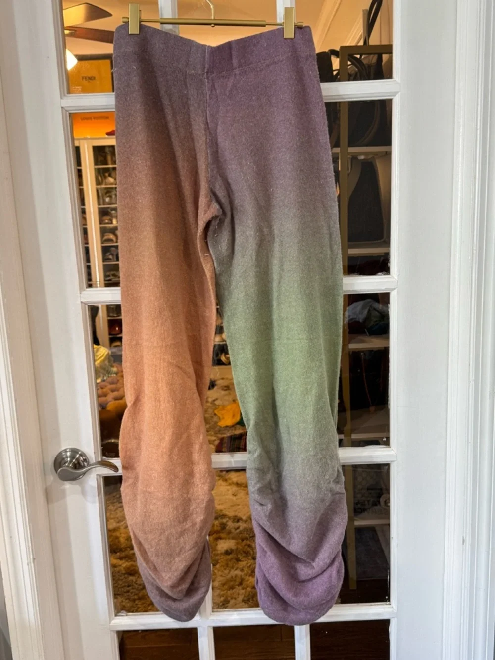🍈💜🌞 Jade Ombre Ruched Track Pants in Purple, Green & Orange 🌞💜🍈 - Picture 5 of 5